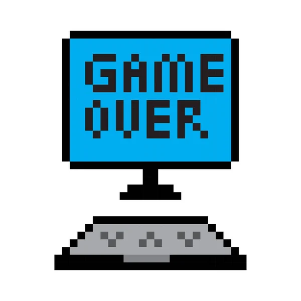 Pixelcomputer im Retro-Stil. Game over. Computerschnittstelle. Kommunikationstechnologie. Vektorillustration. Archivbild. — Stockvektor