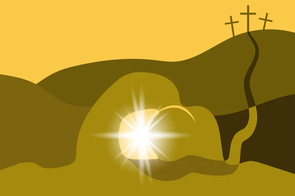 La cueva de Pascua cruza resplandor. Ilustración vectorial. imagen de stock. — Vector de stock