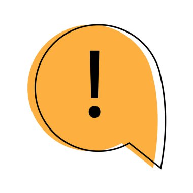 Ünlem işareti mesajı. Düz vektör çizimi. Uyarı mesajı. Mesaj bildirim simgesi. Vektör çizimi. depolama resmi.