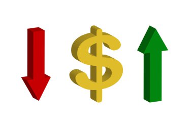 Düz stil ile dolar işareti. Mali durum izometrik. İş için finansal yatırım. Vektör çizimi. depolama resmi.