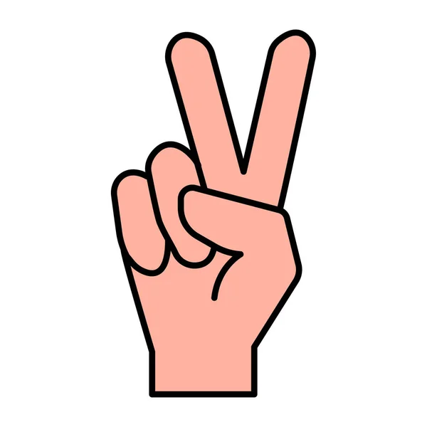Signo de vitória de arte de linha. Sinal de vitória do esboço. Símbolo da paz. Um gesto de dedo. Ilustração vetorial. imagem de estoque. —  Vetores de Stock