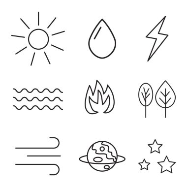 Simge bulut havasını ayarladı. Kış sembolü Vektör simgesi. Bahar sezonu. Vektör çizimi. depolama resmi.