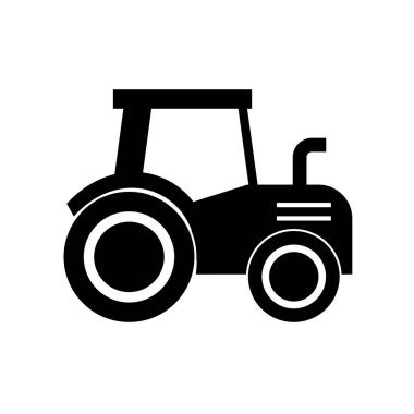 Siyah traktör ikonlu klasik düz tuş. Logo sembolü. Vektör çizimi. depolama resmi.