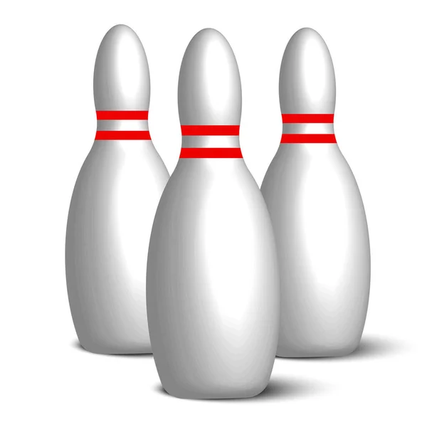 Realistici birilli bianchi su sfondo bianco. Simbolo del bowling. Illustrazione vettoriale. stock immagine. — Vettoriale Stock