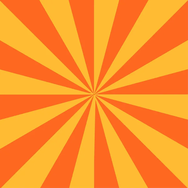 Orange Strahlen Hintergrund im Retro-Stil. Helles Design. Vektorillustration. Archivbild. — Stockvektor