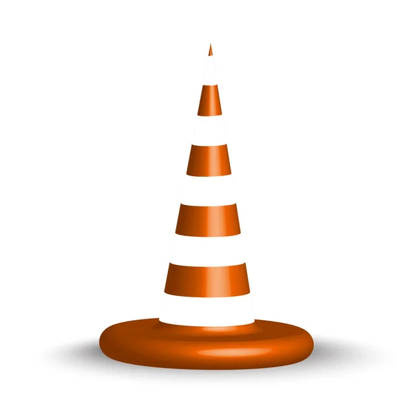 3d icon with traffic cone on white background. Vector illustration. stock image. — Stock Vector