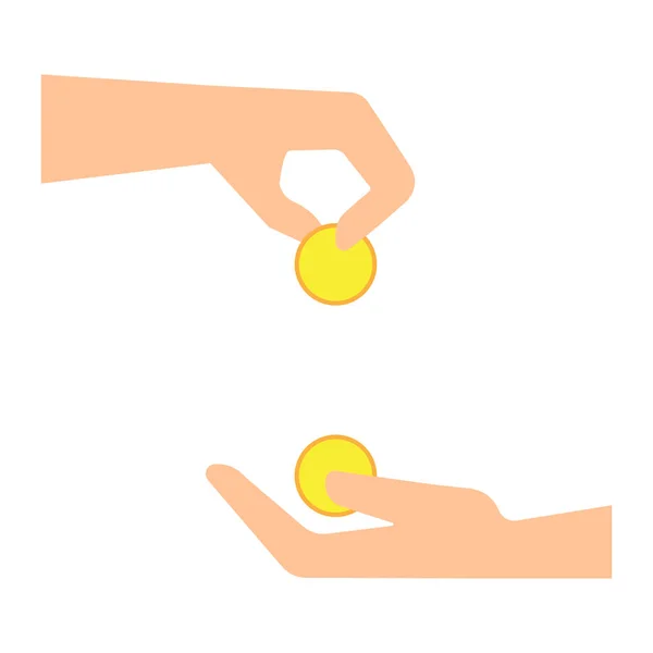 Realistické ikony rukou s mincemi. Obchodní koncept. Obchodní finanční investice. Vektorová ilustrace. stock image. — Stockový vektor