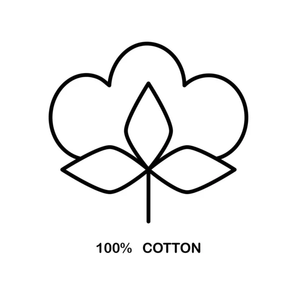 Flache Illustration mit hundert Prozent Baumwolle. Ikone für Textildesign. Vektorillustration. Archivbild. — Stockvektor