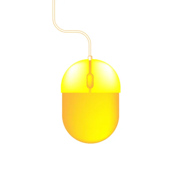 Yellow computer mouse. Internet technology. Vector illustration. stock image. — Vetor de Stock