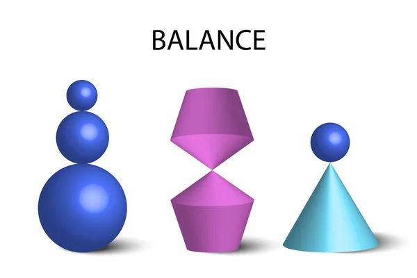 Volumetrik denge figürleri. Akıl sağlığı yaşam tarzı. Vektör çizimi. depolama resmi. — Stok Vektör