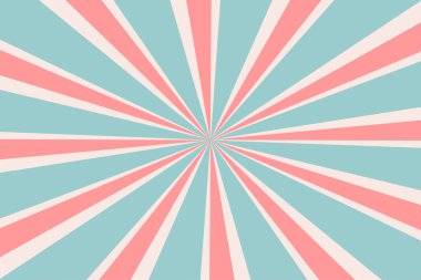 Turkuaz arka planda geçmişe dönük pembe ışınlar. Yaz stili. Çizgi roman tarzı. Vektör çizimi. depolama resmi.