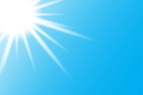 Blue sky, sun rays. The bright glow of the sun. Clear sky. Vector illustration. stock image. — Archivo Imágenes Vectoriales