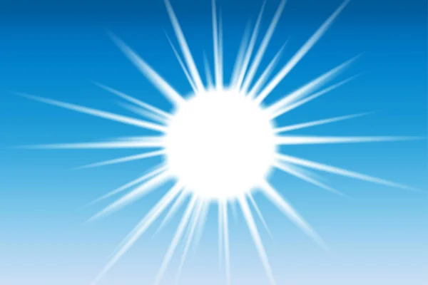 Blue sky, sun rays. The bright glow of the sun. Clear sky. Vector illustration. stock image. — Archivo Imágenes Vectoriales