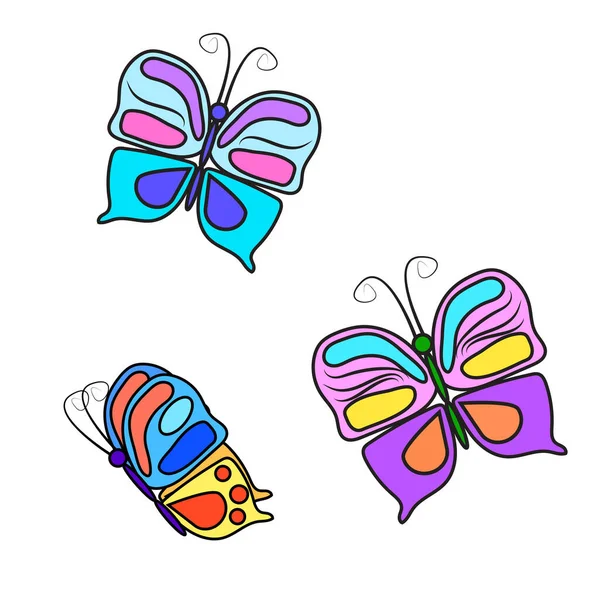 Фиолетовые бабочки в реалистичном стиле. Векторная иллюстрация. фондовый имидж. — стоковый вектор