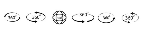 Botão plano com 360 graus de seta definida. Seta 3d vetor ícone. Ilustração vetorial. Imagem de stock. — Vetor de Stock