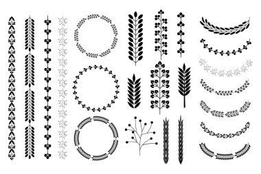 Çelenkler dikenli. Düğün logosu. Klasik çiçek illüstrasyonu. Çiçek dalı. Vektör çizimi. Hisse senedi. EPS 10.