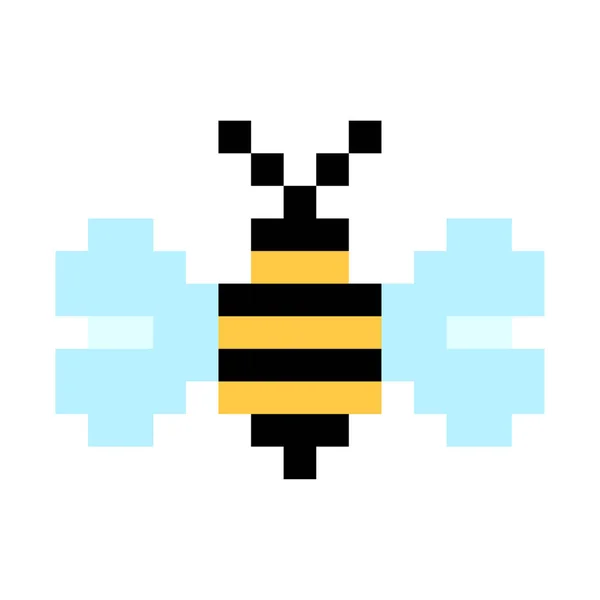 Pixel Bee Icon Game Design Retro Pixel Art Vector Illustration — Stock Vector