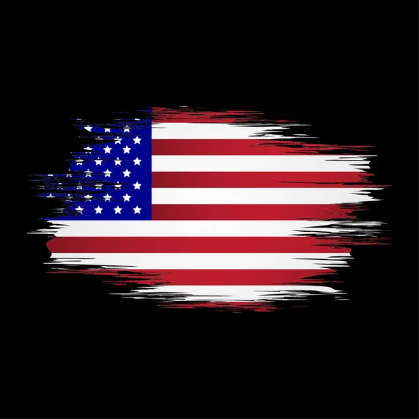 Pincel Bandeira Americana Estilo Aquarela Bandeira Vintage Símbolo Nacional Textura — Vetor de Stock