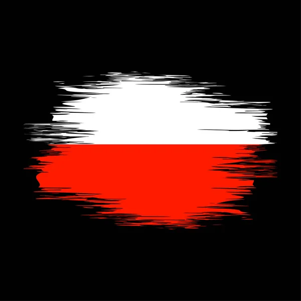 Βούρτσα Πολωνικής Σημαίας Εθνικό Σύμβολο Vintage Βερνίκι Εικονίδιο Ακουαρέλα Εικονογράφηση — Διανυσματικό Αρχείο