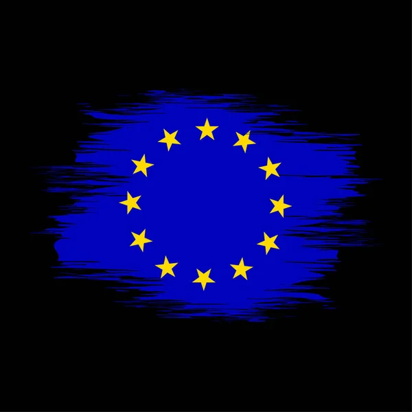 Bandera Unión Europea Textura Grunge Símbolo Nacional Ilustración Vectorial Imagen — Vector de stock