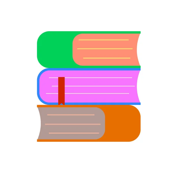 Livres Empile Icône Couleur Dans Style Plat Livre Couverture Plat — Image vectorielle