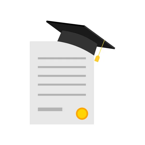 Onderwijs Diploma Ceremonie Concept Diploma Cap Afgestudeerde Pictogram Vector Illustratie — Stockvector