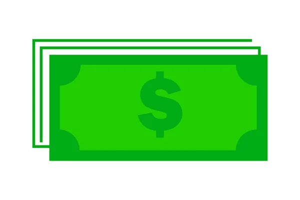 Простая Банкнота Доллар Зеленый Бумажный Счет Векторная Иллюстрация Изображение Акции — стоковый вектор