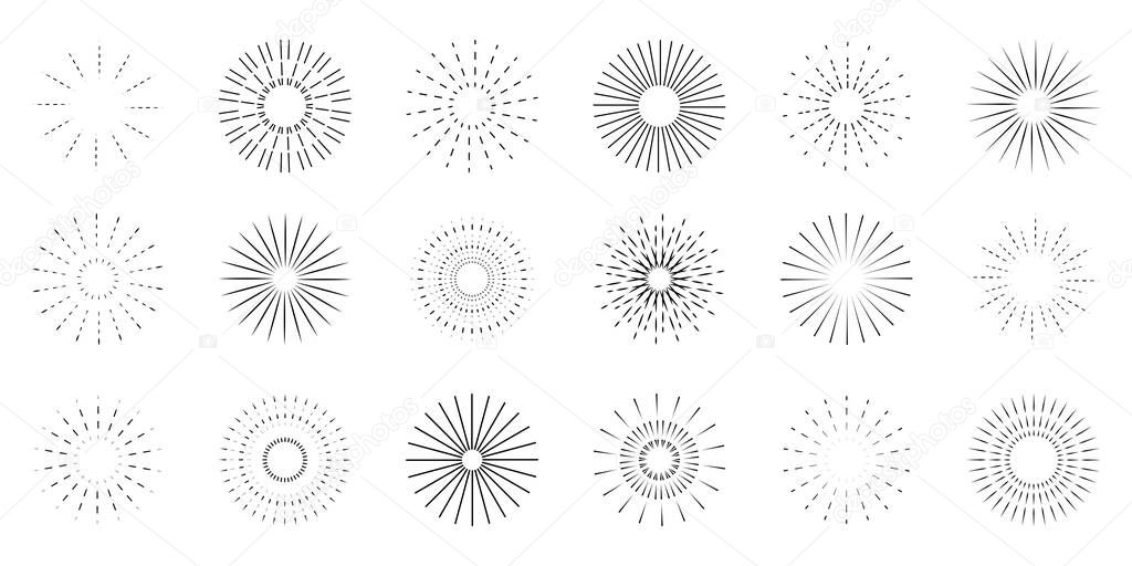 Fireworks set. Hand drawn Fireworks. Vector illustration. Stock image. EPS 10.