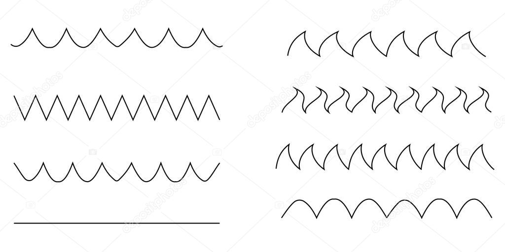 curved wave lines set. Design element. Vector illustration. Stock image. EPS 10.
