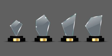 Realistic set glass awards. Vector illustration. Stock image. EPS 10.