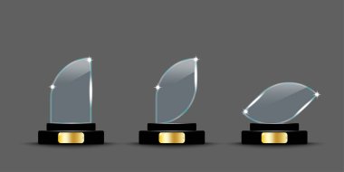 Realistic set glass awards. Vector illustration. Stock image. EPS 10.