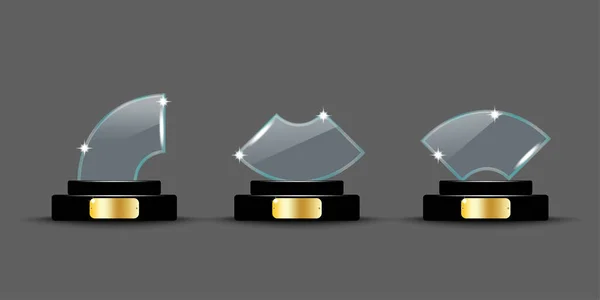 Realistic Set Glass Awards Vector Illustration Stock Image Eps — Stock vektor