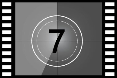Film countdown 7. Vintage tape. Vector illustration. Stock image. EPS 10.
