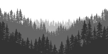 Mountain spruce forest. Vector illustration. Stock image. EPS 10.