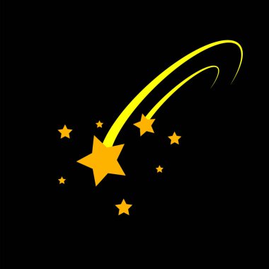 Yellow star trail black background. Vector illustration. stock image. EPS 10.