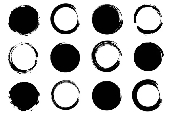 Cerchi Spazzola Forma Rotonda Set Cornice Cerchio Illustrazione Vettoriale Immagine — Vettoriale Stock