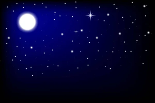 Estrellas Luna Cielo Oscuro Fantasía Estrellas Realistas Luna Cielo Oscuro — Archivo Imágenes Vectoriales