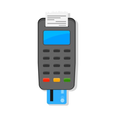 Pos terminali basit. Nakit fatura ikonu. Vektör çizimi. Hisse senedi. EPS 10.