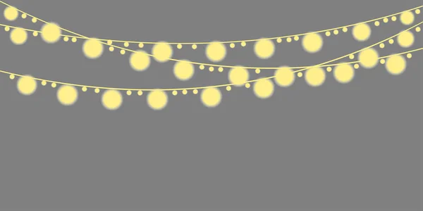 Жовті Гірлянди Сірому Фоні Новорічний Дизайн Векторні Ілюстрації Стокове Зображення — стоковий вектор