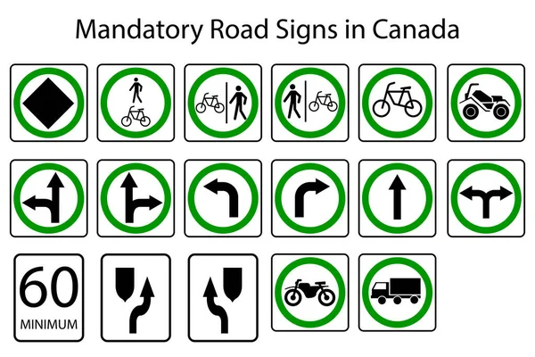 Panneaux Routiers Canada Panneaux Canadiens Obligatoires Illustration Vectorielle Image Stock — Image vectorielle