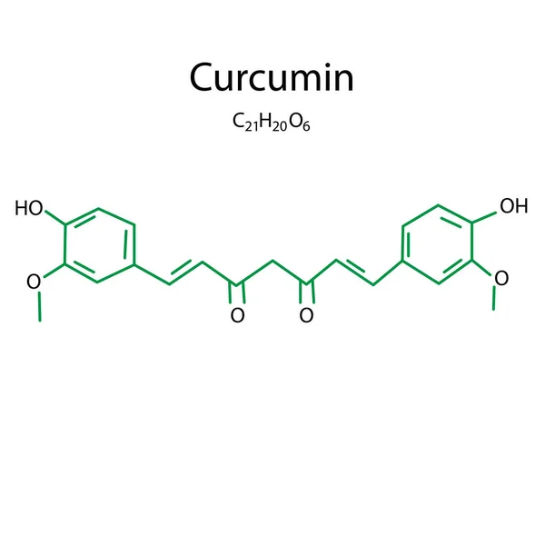 Formula Curcumina Formula Chimica Arte Geometrica Illustrazione Vettoriale Immagine Stock — Vettoriale Stock