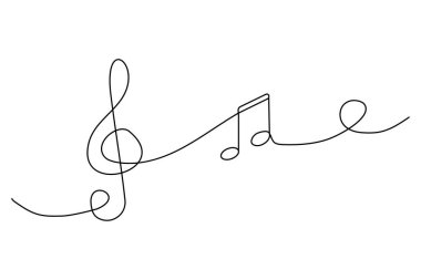 Siyah trible nota çizgisi. Bir çizgi arkaplan çiziyor. Vektör çizimi. Stok görüntüsü. EPS 10.