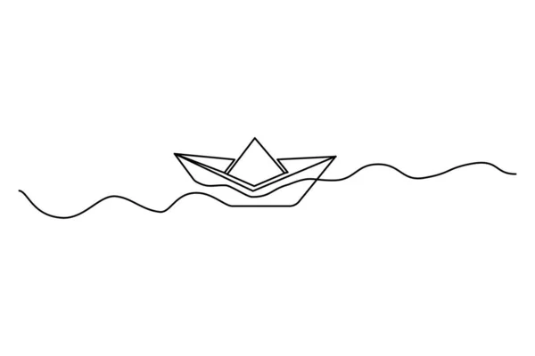 紙のボート1行 旅行のコンセプト 創造的な概念の設計 アイデアメタファー ベクトルイラスト ストック画像 Eps — ストックベクタ