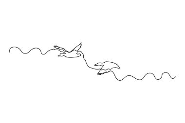 Çizgi kuşları ile uçan şablon. Dünya barışı posteri. Güvercin ikonu. Vektör çizimi. Stok görüntüsü. EPS 10.