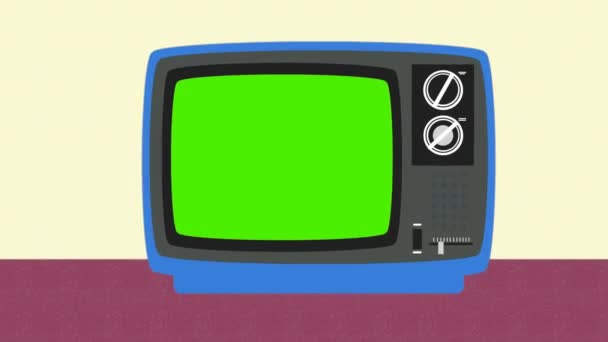 Glitch Dan Groene Achtergrond Een Televisie Scherm Een Cartoon Stijl — Stockvideo