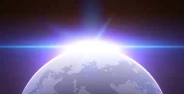 Uzayda parlak kenarlı bir gezegen. vektör illüstrasyonu