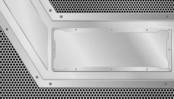 Frame Van Metal Aluminium Plaat Staal Achtergrond Metalen Rand Vectorillustratie — Stockvector