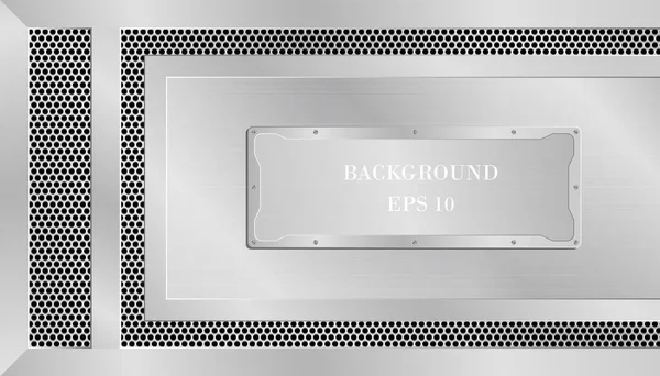 Frame Metal Aluminium Plate Steel Background Metallic Border Vector Illustration — Stock Vector