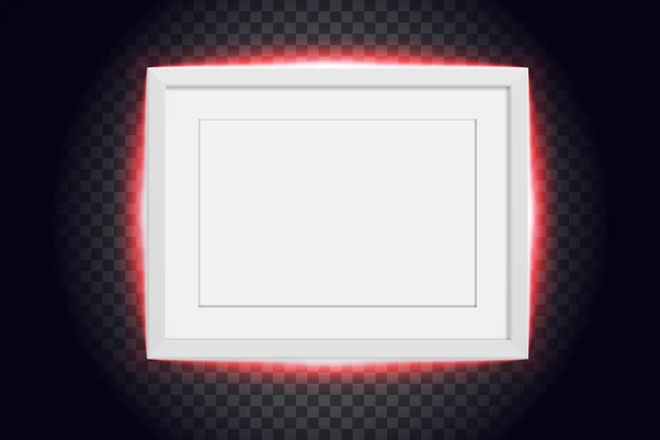 Houten Frame Met Rood Licht Transparante Achtergrond Vectorillustratie — Stockvector