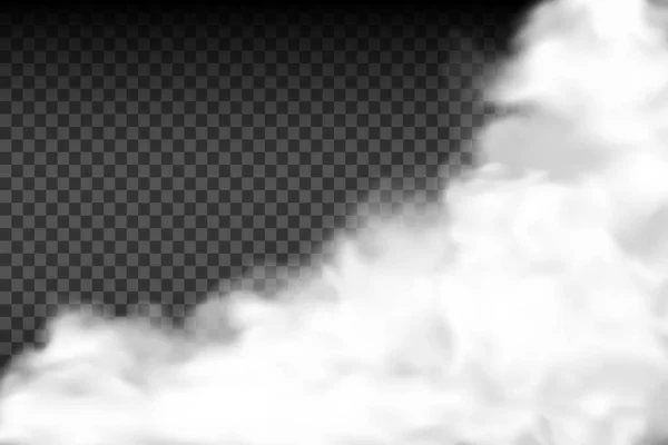 Grupo Niebla Humo Nubes Blancas Aisladas Sobre Fondo Transparente Ilustración — Vector de stock